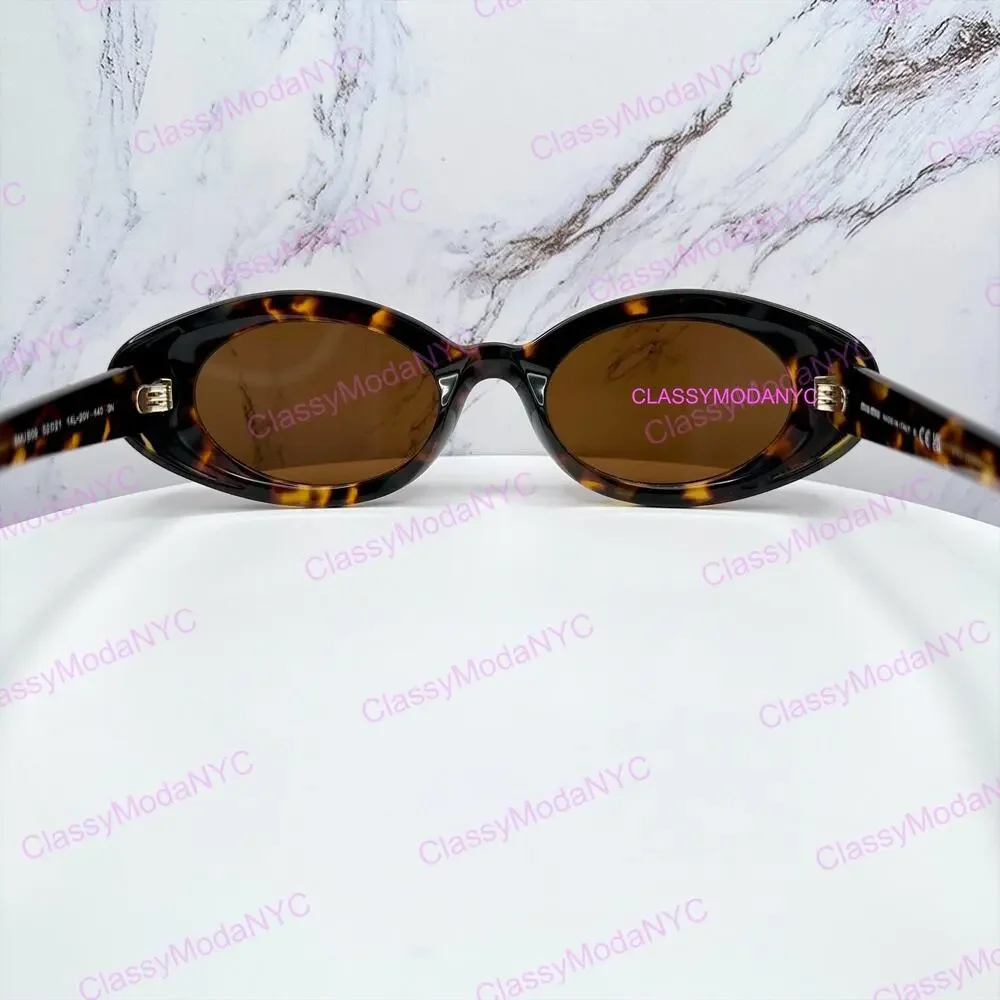 New MIU MIU Sunglasses Brown Tortoise Oval Womens Reverie